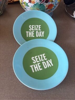 Seize The Day Ceramic Dessert Plates - Aqua & Green (sold separately)